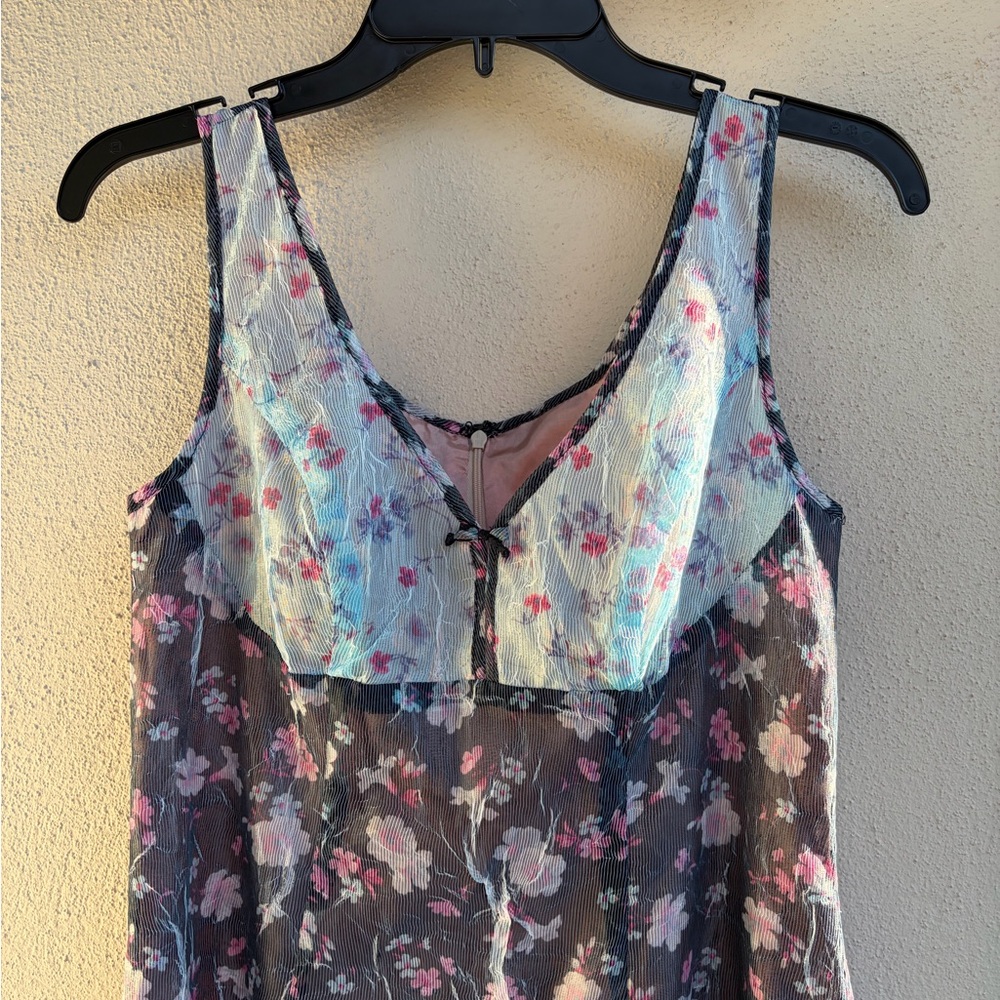 Anna Sui Blue and Black Floral Chemise size 2 - Picture 3 of 13